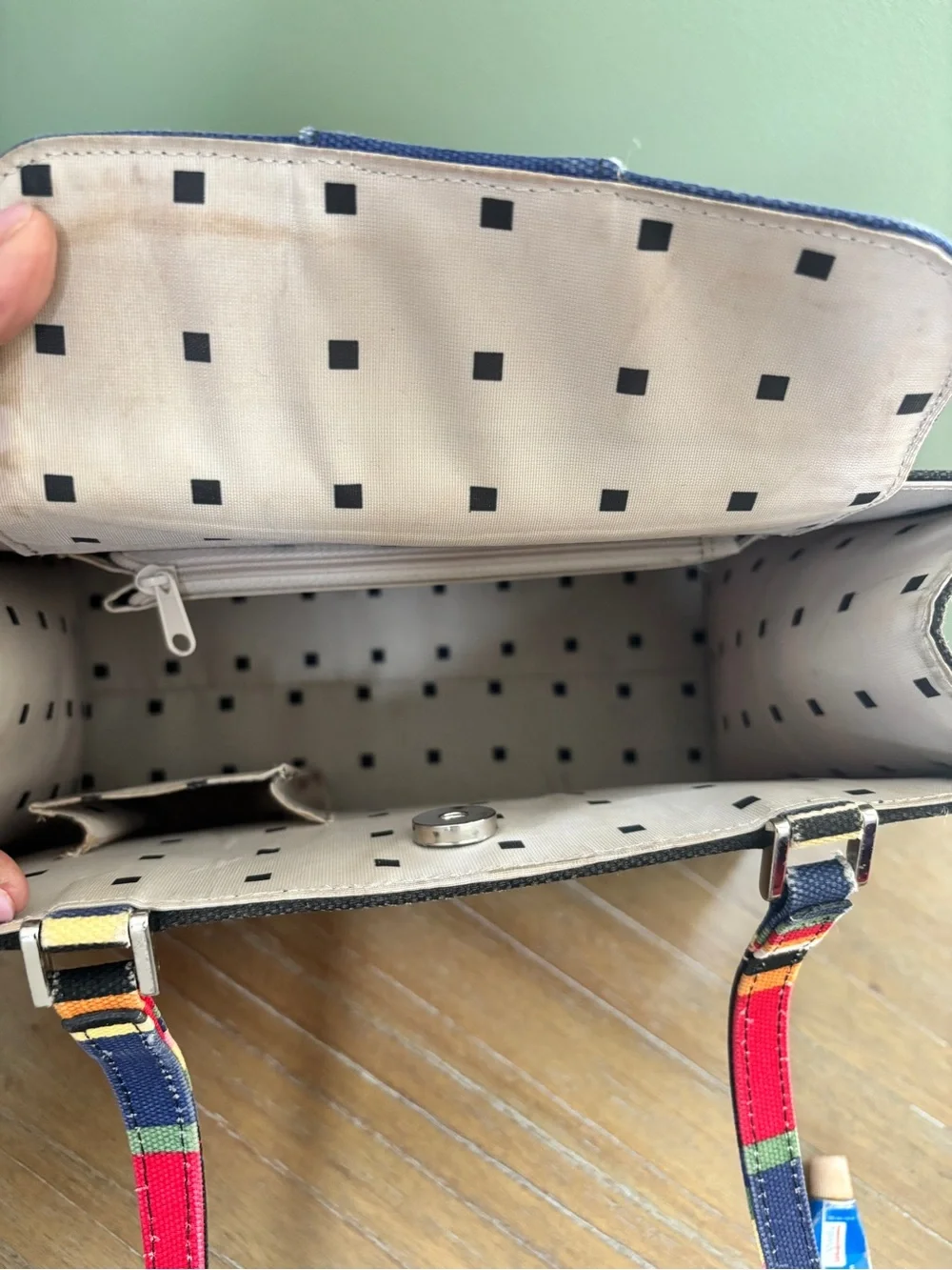 kate spade Multicolor Striped Canvas Tote in Red, Navy & Yellow